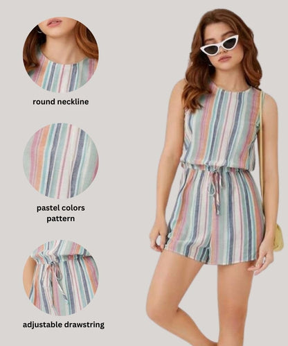 Leriya Fashion Women's Regular Knee Length Short Jumpsuit Blue