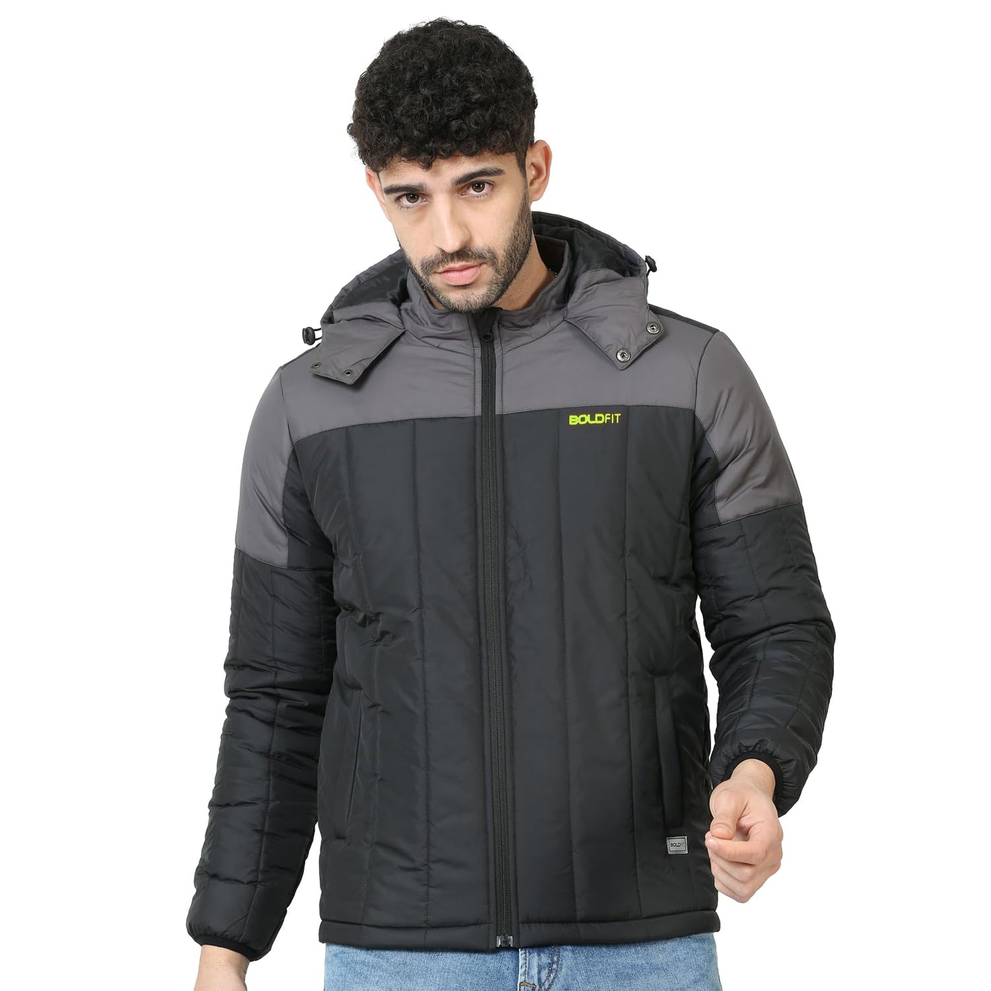 Men's Bomber Quilted Hooded Black Grey Winter Jackets | Full Sleeve Men's Jacket | Monsoon Jackets for Men | Men's Jerkin | Padded Winter Jacket for Men