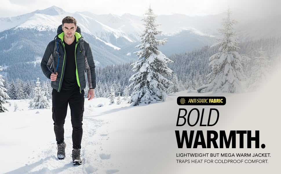 Men's Quilted Polyester Black Charcoal Padded Hooded Bomber Jacket | Monsoon Jacket for Men | Winter Jacket