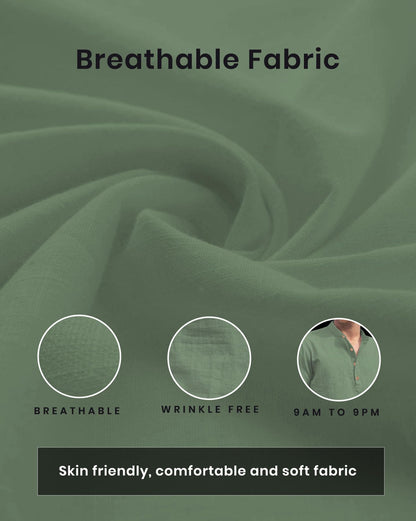 Vida Loca Men Solid Cotton Blend Straight Kurta Shirt for Men (Light Green)