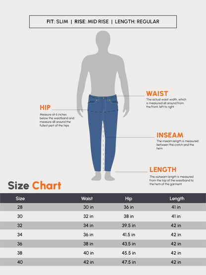 Urbano Fashion Men's Slim Fit Mid Rise Jeans Black