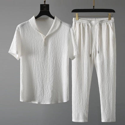 Men’s White Corduroy Co-Ord Set – Casual & Loungewear Cotton Blend Outfit