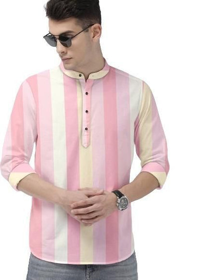 Men’s Multicolor Color Block Cotton Casual Shirt – Mandarin Spread Collar Full Sleeve Festive & Streetwear Style