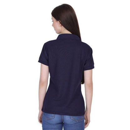 Women’s Ketex Navy Blue Polo Neck T-Shirt – Cotton Blend Casual & Daily Wear Top