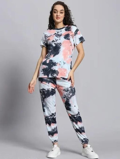 Women’s Black & Pink Tie-Dye Co-zy & Co-ord Set – Streetwear Inspired Nightwear for Gen Z