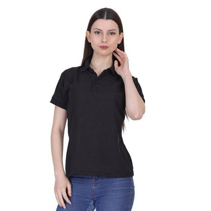 Ketex Black Cotton Blend Polo Neck T Shirt Casual Wear