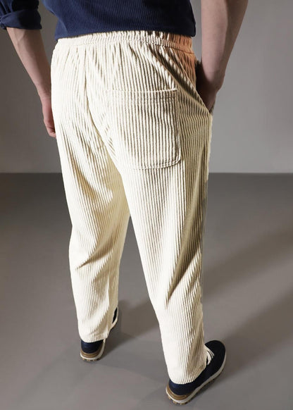 Men’s Light Khaki Corduroy Casual Trousers – Solid Ribbed Pants for Streetwear & Everyday Wear