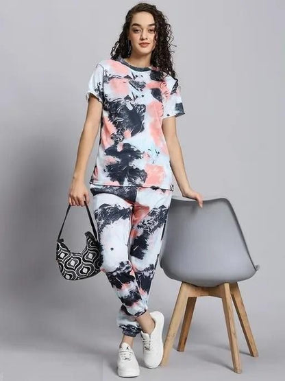 Women’s Black & Pink Tie-Dye Co-zy & Co-ord Set – Streetwear Inspired Nightwear for Gen Z