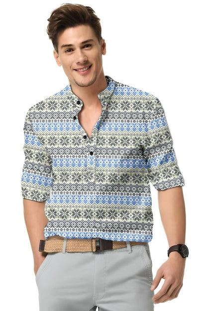Men’s Multicolor Printed Casual Shirt – Cotton Spread Collar Full Sleeve Festive & Daily Wearcolor