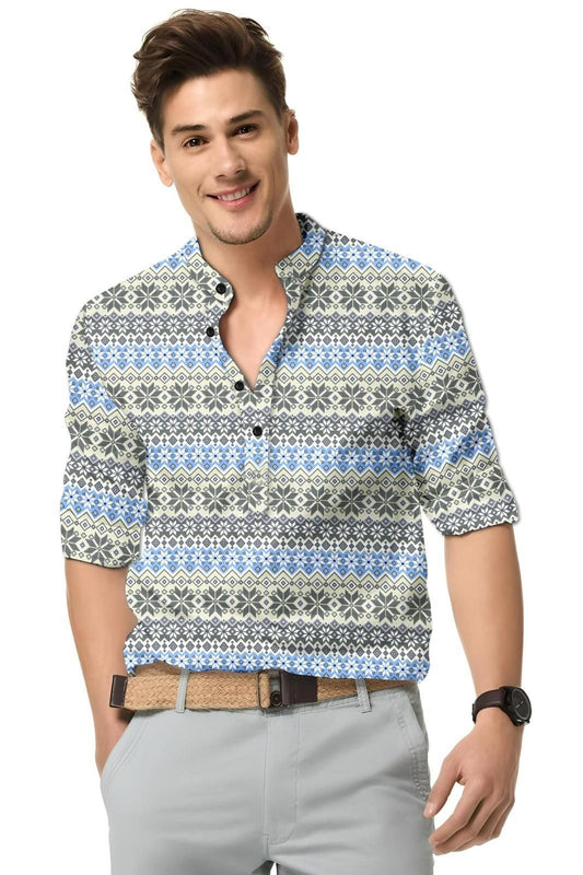 Men’s Multicolor Printed Casual Shirt – Cotton Spread Collar Full Sleeve Festive & Daily Wearcolor