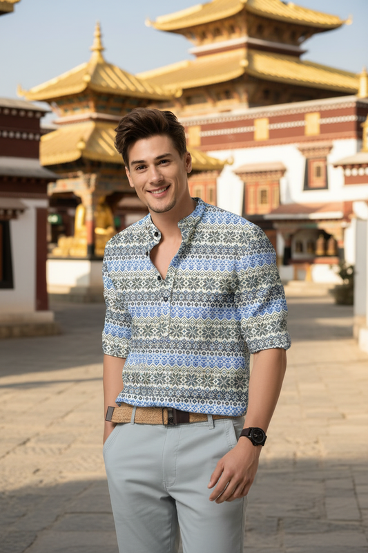 Men’s Multicolor Printed Casual Shirt – Cotton Spread Collar Full Sleeve Festive & Daily Wearcolor