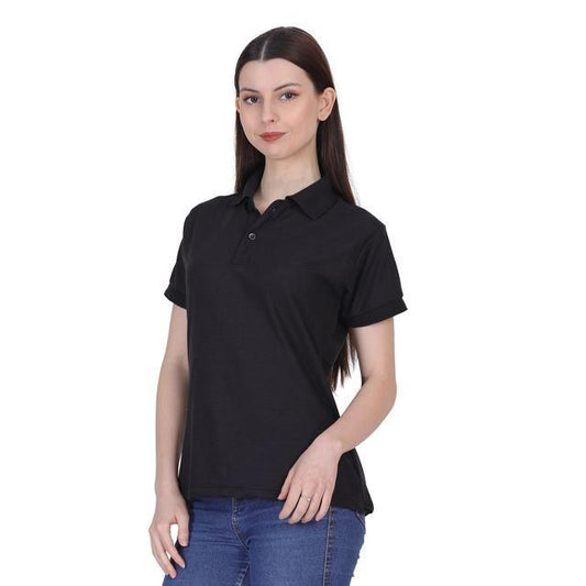 Ketex Black Cotton Blend Polo Neck T Shirt Casual Wear