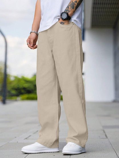 TAGAS Men Mid Rise Relaxed Fit Denim Jeans | Loose Jeans | Baggy Fit Denim Jens | Cream