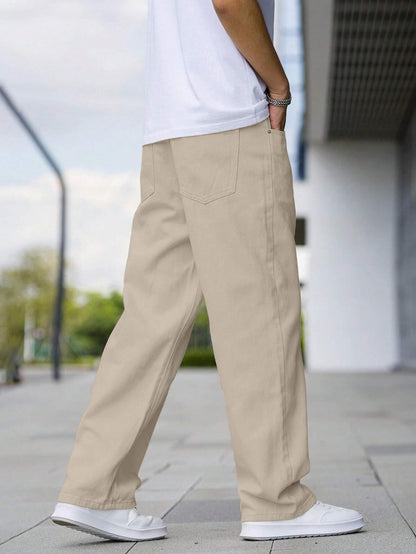 TAGAS Men Mid Rise Relaxed Fit Denim Jeans | Loose Jeans | Baggy Fit Denim Jens | Cream