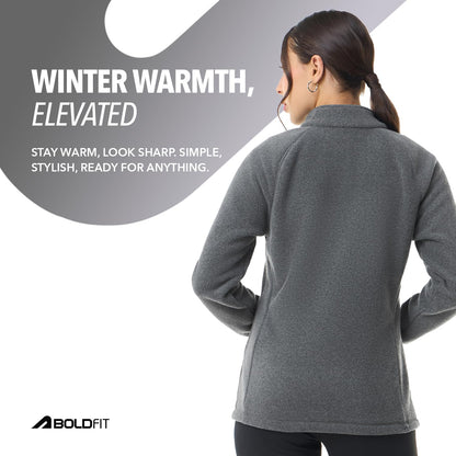 Women Half Zipper Top Grey Sweatshirt | Heavy Fleece Sweatshirt | Natural Insulation Winter Wear | Anti Pilling Pullover