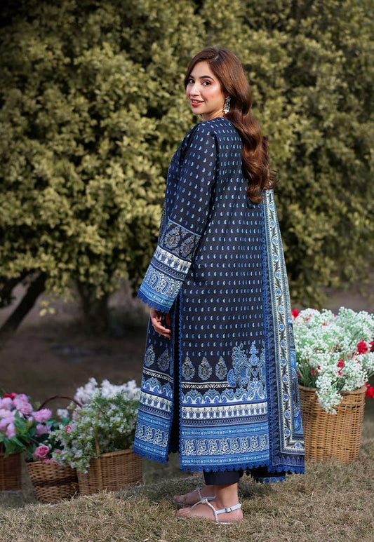 GoSriKi Women's Rayon Viscose Printed Straight Pakistani Suits for Women Kurta Set - Deniz Blue