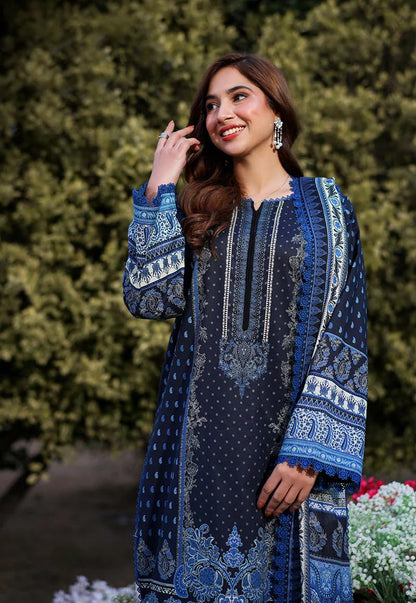 GoSriKi Women's Rayon Viscose Printed Straight Pakistani Suits for Women Kurta Set - Deniz Blue