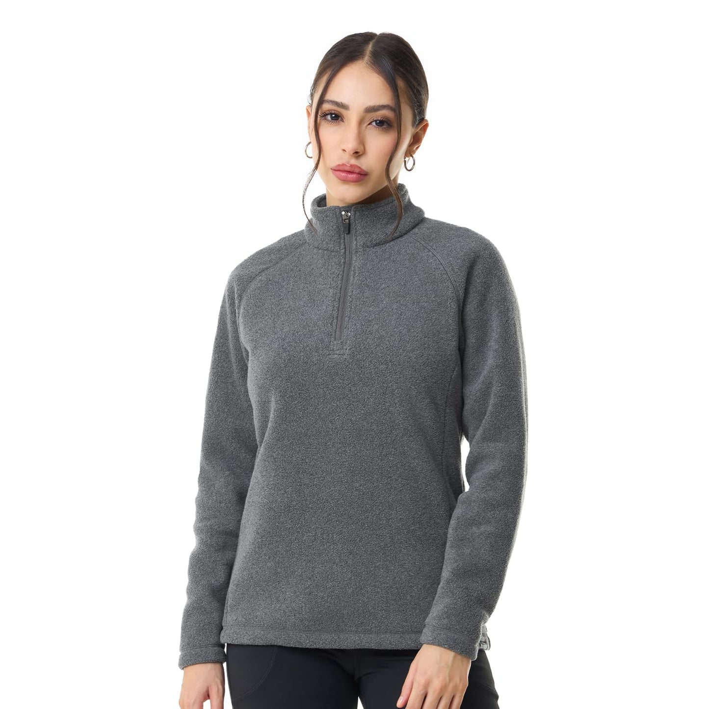 Women Half Zipper Top Grey Sweatshirt | Heavy Fleece Sweatshirt | Natural Insulation Winter Wear | Anti Pilling Pullover