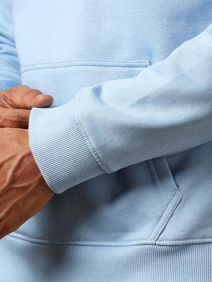 NOBERO Elegant Unisex Powder Blue Cotton Solid Plain Hoody Sports Winter Gym Workout Running Travel Trekking Hooded Sweatshirts and Hoodies for Unisex Cotton Winter Casual Wear Without Zipper-XL