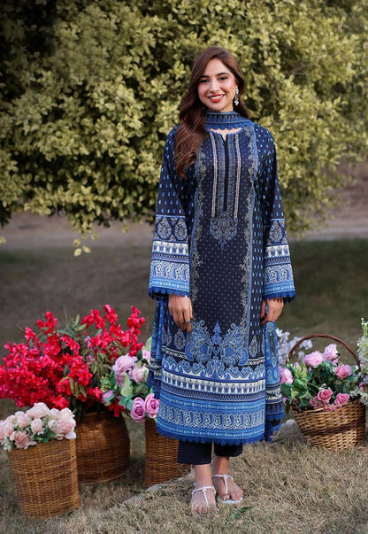 GoSriKi Women's Rayon Viscose Printed Straight Pakistani Suits for Women Kurta Set - Deniz Blue