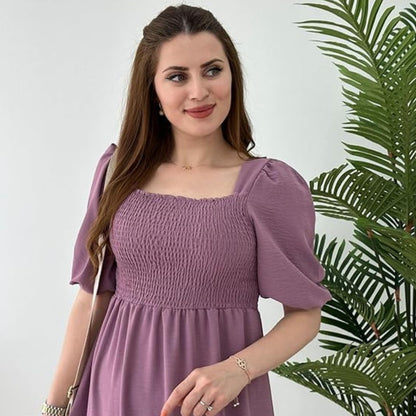 Sheetal Associates Womens Purple Crepe Solid Fit and Flare Knee Length Casual Dress