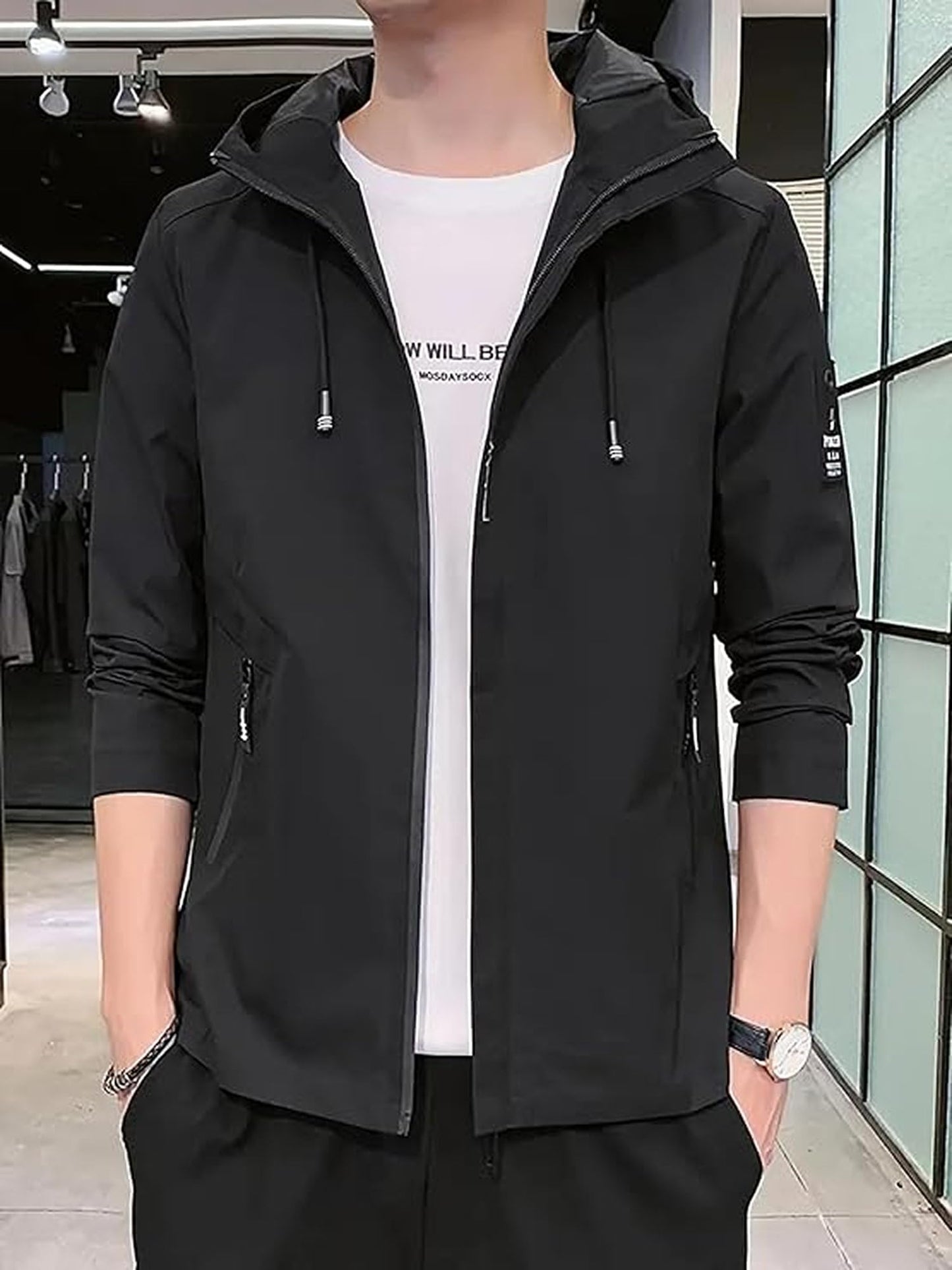 Men's Regular Fit Lightweight Outerwear Black Winter Jacket - Stylish Casual Winterwear