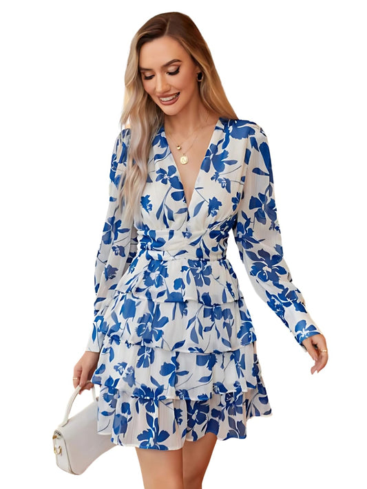LERIYA FASHION Women A-Line Georgette Western Above The Knee Party Dress (LF-WD1266_Blue)