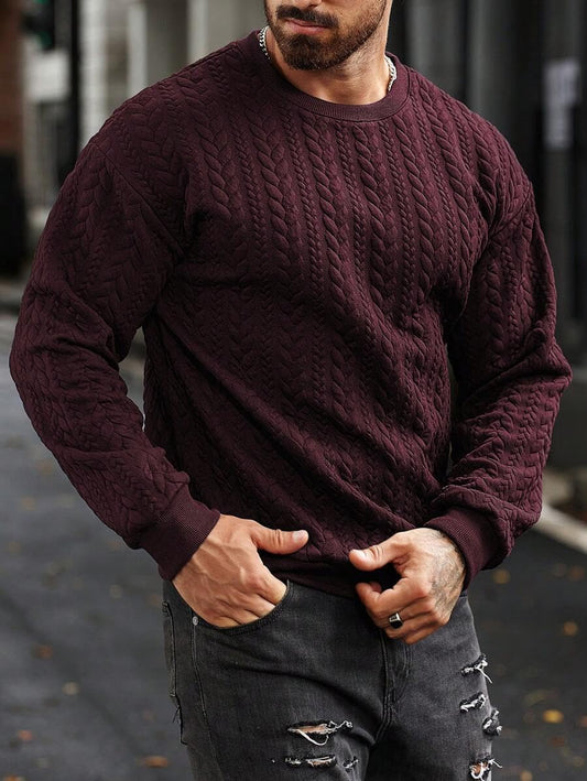 Men's Textured Zig-Zag Knit Wine Sweater | Stylish Casual Wine Sweater for Men - Essential Winterwear