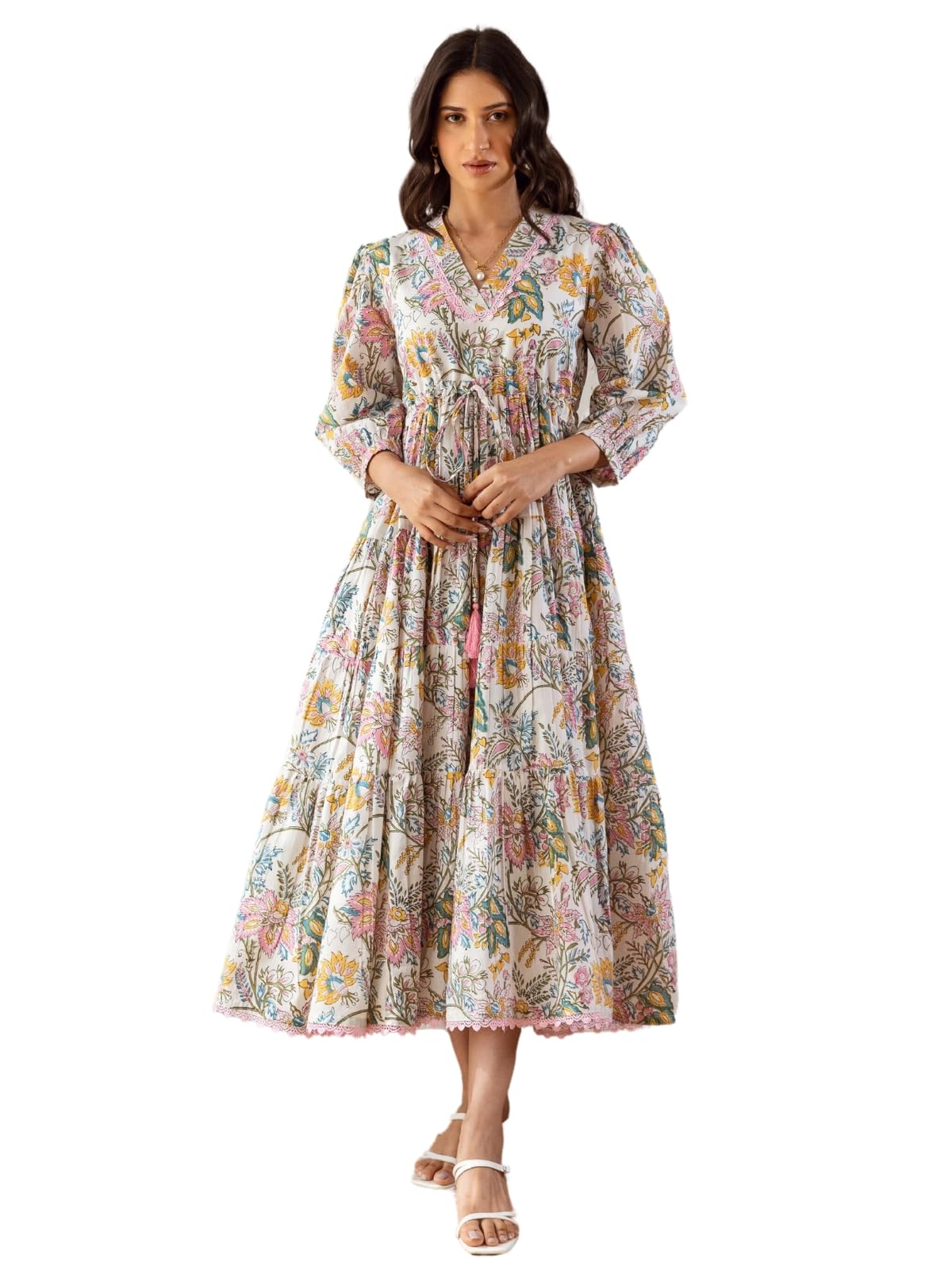 GRECIILOOKS Rayon Below The Knee One Piece Maxi Bodycon Dresses Midi Dress for Women (GL-WD1231_Multicolor