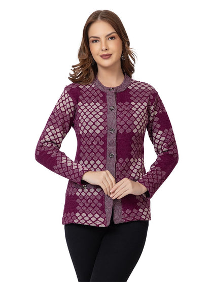 Women's V Neck Maroon Sweater Cardigan - Daily Casual Winter Wear