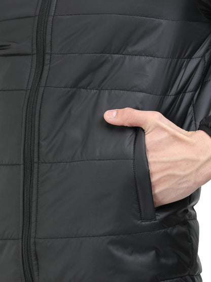 Men's Black Winter Puffer Jacket | Mens Nylon Quilted standard length | Bomber Full Sleeve Monsoon | Lightweight Winter Wear Mens Jacket