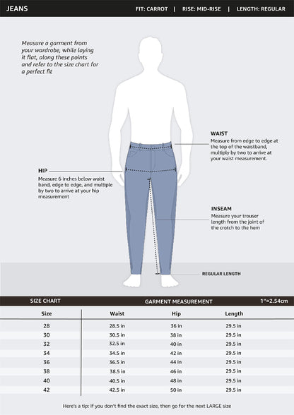 Amazon Brand - Symbol Men's Cotton Rich Stretchable Jeans | Casual Denim Carrot Fit Medium Blue