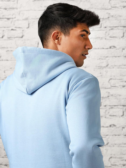NOBERO Elegant Unisex Powder Blue Cotton Solid Plain Hoody Sports Winter Gym Workout Running Travel Trekking Hooded Sweatshirts and Hoodies for Unisex Cotton Winter Casual Wear Without Zipper-XL