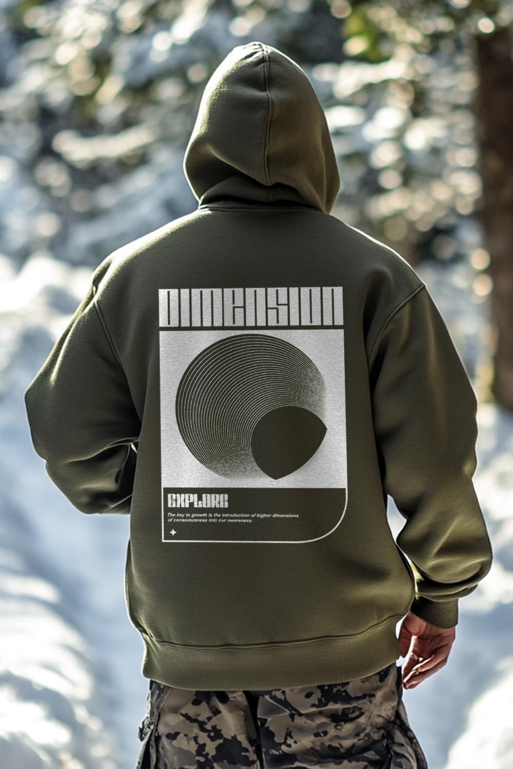 NOBERO Men's Cotton Neck Hooded Oversized Fit Sweatshirt (1M-TWRH-C0737_Olive Green_Small)