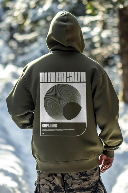 NOBERO Men's Cotton Neck Hooded Oversized Fit Sweatshirt (1M-TWRH-C0737_Olive Green_Small)