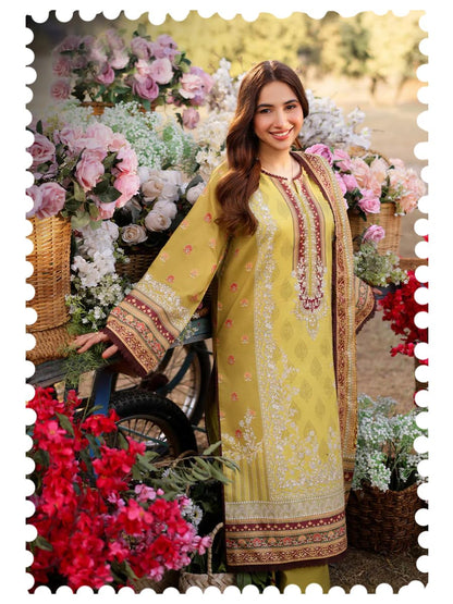 ANNI DESIGNER Women's Rayon Viscose Printed Straight Pakistani Suits for Women Kurta Set - Zakariya Yellow
