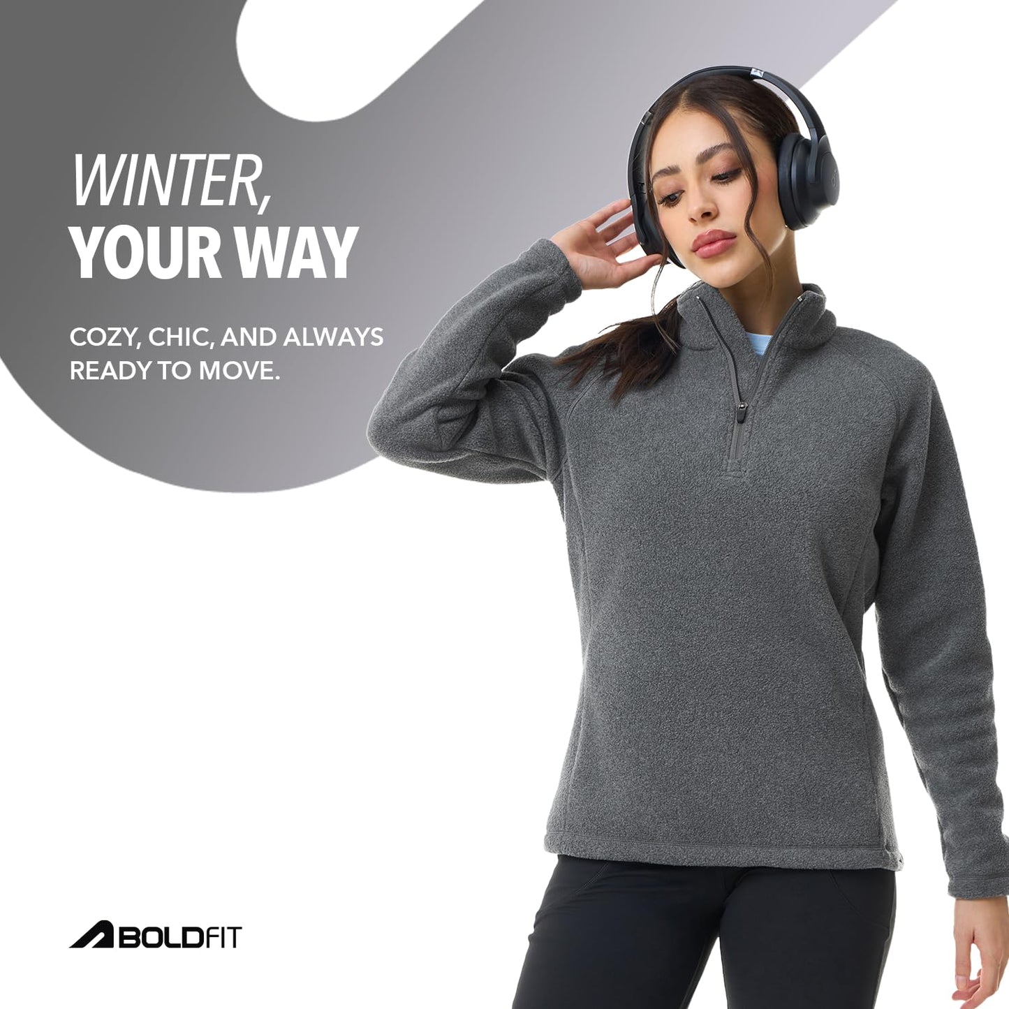 Women Half Zipper Top Grey Sweatshirt | Heavy Fleece Sweatshirt | Natural Insulation Winter Wear | Anti Pilling Pullover