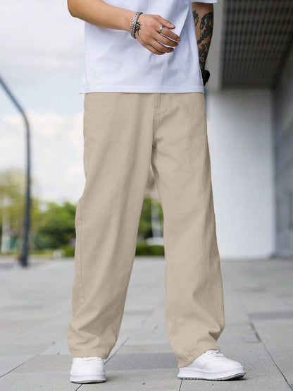 TAGAS Men Mid Rise Relaxed Fit Denim Jeans | Loose Jeans | Baggy Fit Denim Jens | Cream