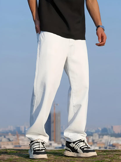 Ben Martin White Men Jeans || Baggy Fit Jean's for Man || Loose Fit High Rise Denim || Stretchable Casual Wear Jean,s || Dance Rap Rapping Style Pant for Men || Denim Cotton Jeans