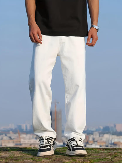 Ben Martin White Men Jeans || Baggy Fit Jean's for Man || Loose Fit High Rise Denim || Stretchable Casual Wear Jean,s || Dance Rap Rapping Style Pant for Men || Denim Cotton Jeans
