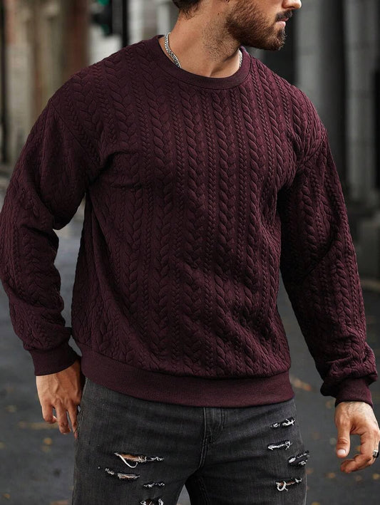 Men's Textured Zig-Zag Knit Wine Sweater | Stylish Casual Wine Sweater for Men - Essential Winterwear