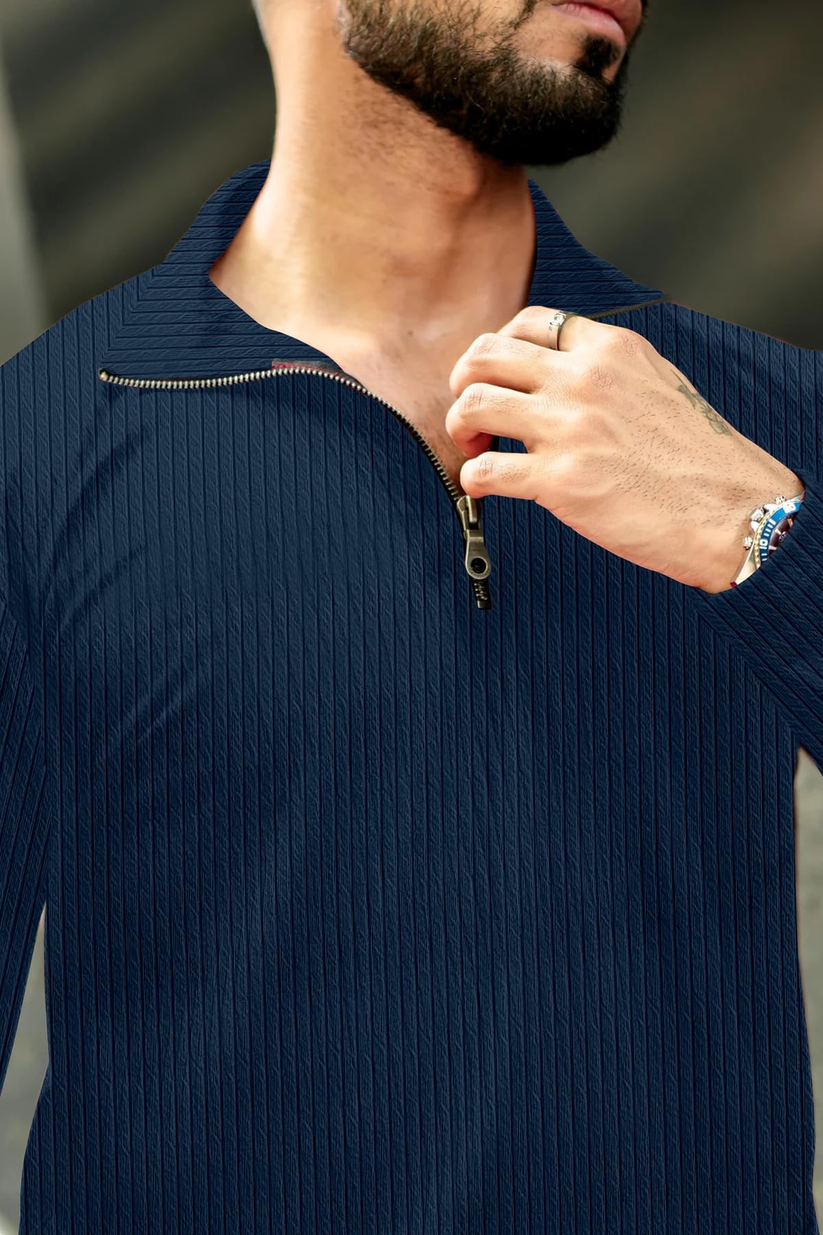 Men's Quarter Zip Cable Knit Pattern Full Sleeve Pullover - Wear Your Attitude