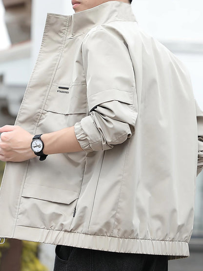 Men's Lightweight Regular Fit Outerwear Grey Winter Bomber Jacket - Stylish Casual Winterwear