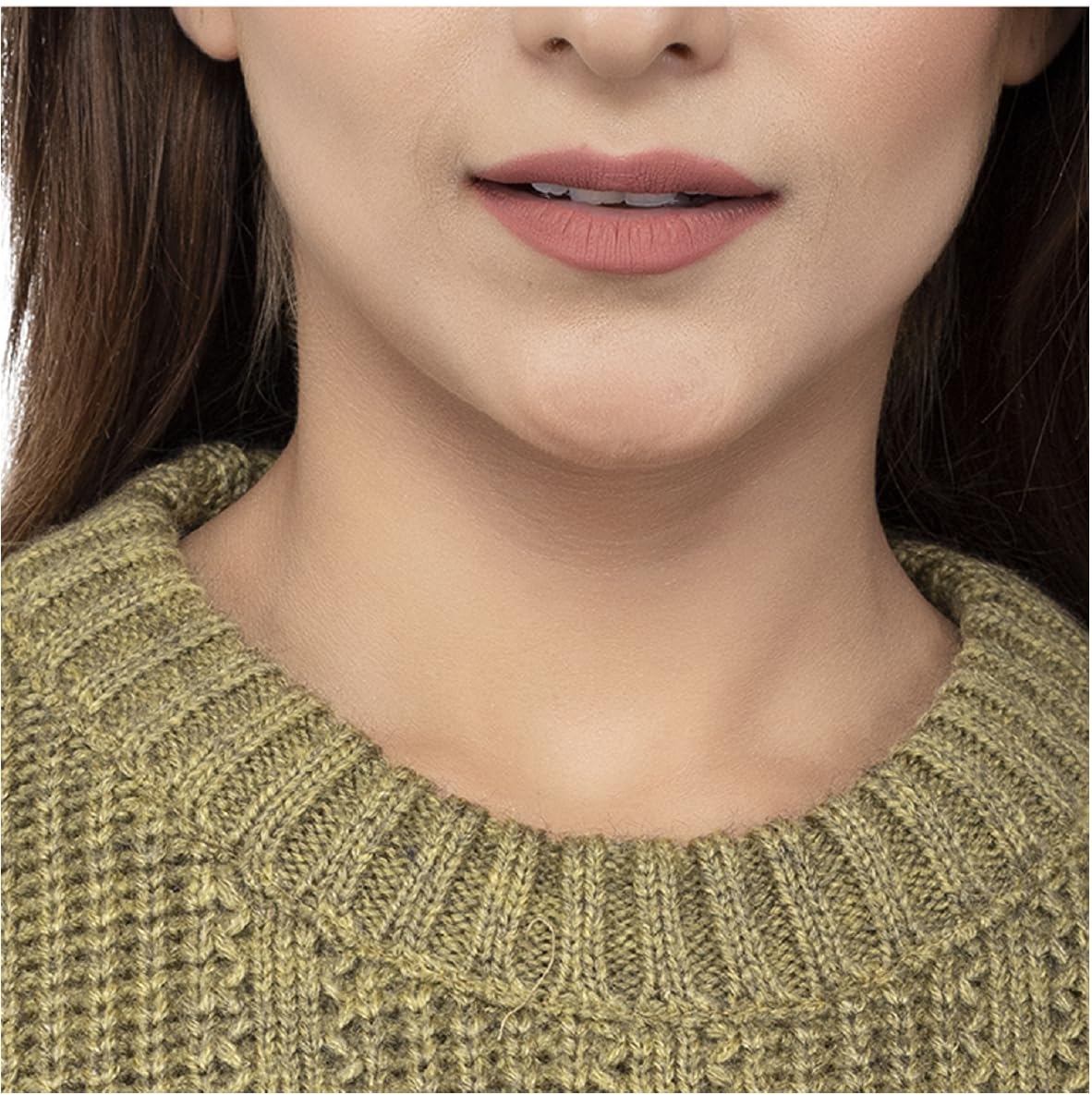Women Pure Wool Round Neck Regular Fit Olive Pullover Sweater - Full Sleeve Stylish Crafted for Comfort