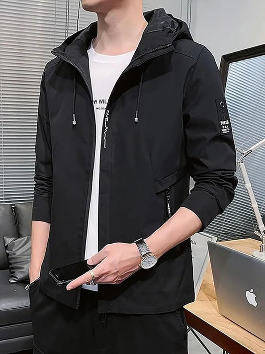 Men's Regular Fit Lightweight Outerwear Black Winter Jacket - Stylish Casual Winterwear