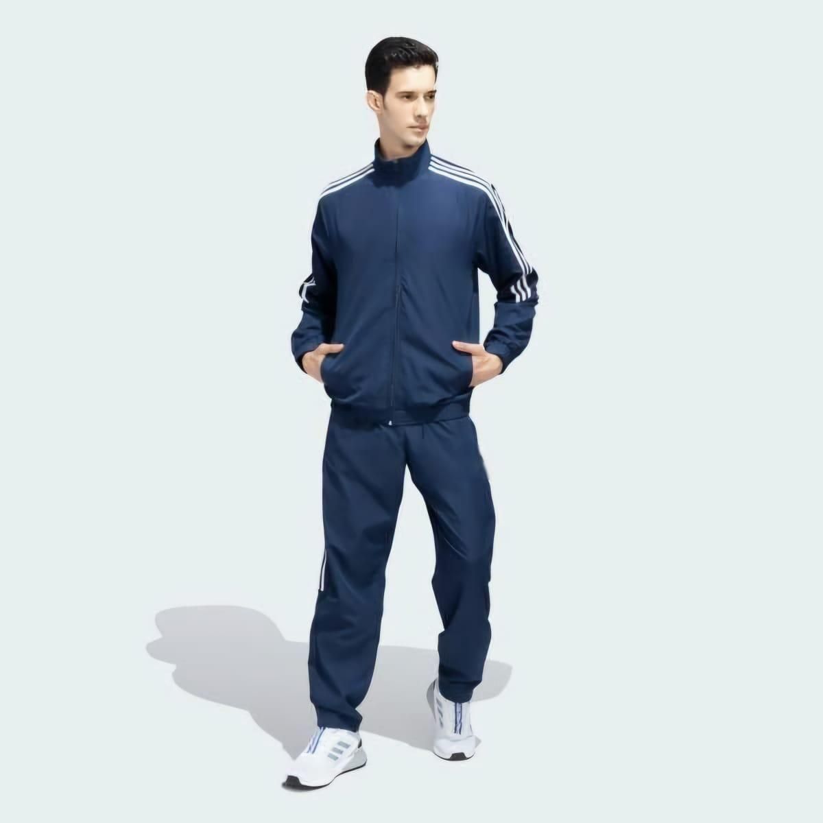 Men’s Black Side-Stripe 4-Way Lycra Tracksuit – Full Sleeves, Zip-Up, Regular Fit