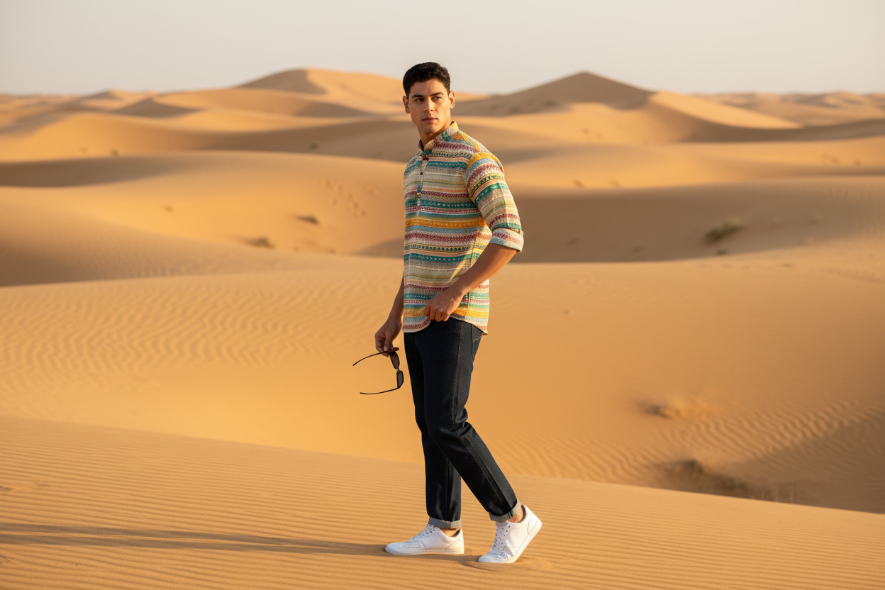 Men’s Multicolor Printed Cotton Casual Shirt – Spread Collar Full Sleeve Festive & Everyday Wear