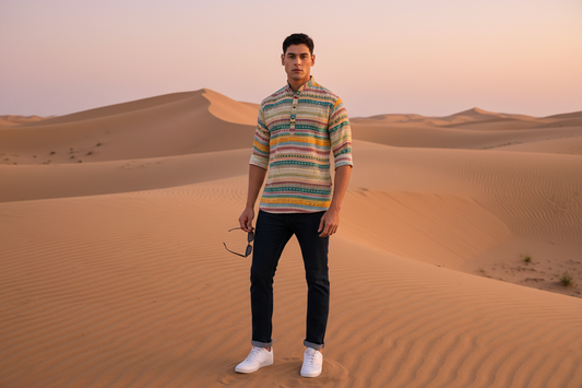 Men’s Multicolor Printed Cotton Casual Shirt – Spread Collar Full Sleeve Festive & Everyday Wear