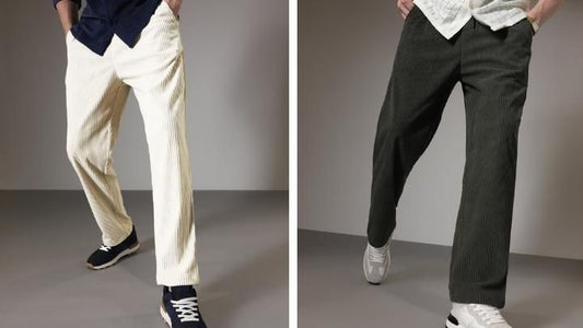 Men’s Khaki & Olive Green Corduroy Trousers (Pack of 2) – Solid Ribbed Casual Pants for Streetwear & Everyday Wear