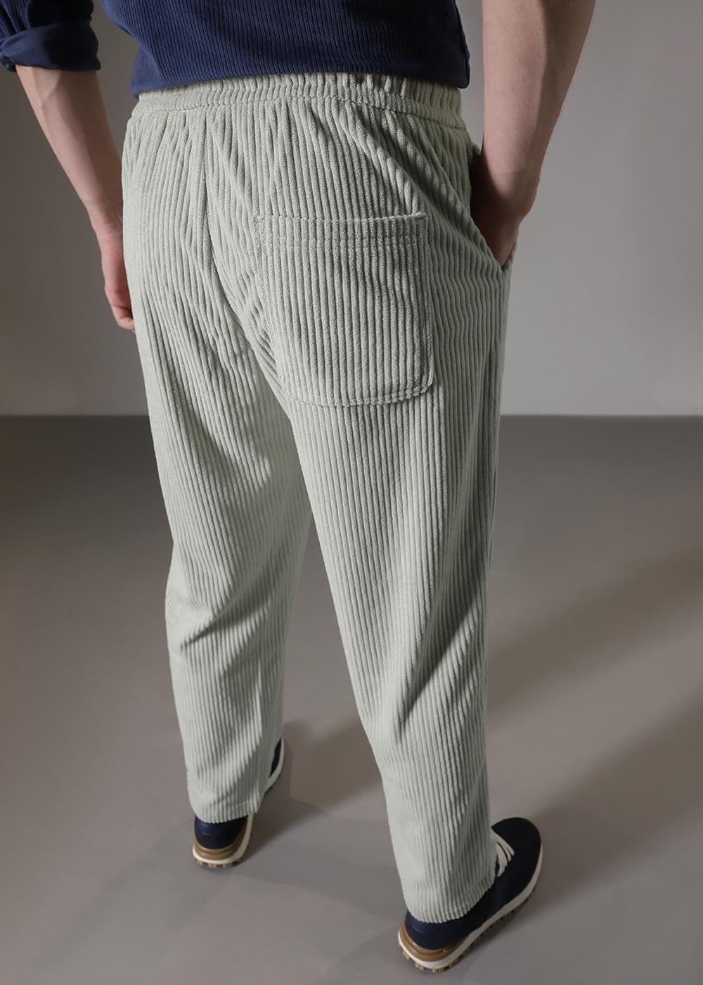 Men’s Grey Corduroy Casual Trousers – Stylish Ribbed Pants for Daily Wear & Streetwear